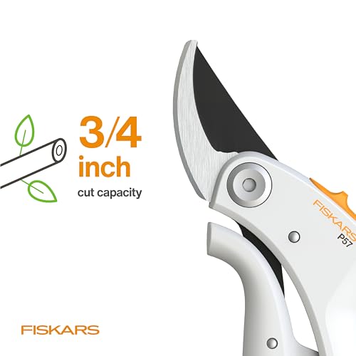Fiskars PowerLever Garden Bypass Pruning Shears, 3/4" Cut Capacity, White - style: Bypass Pruner