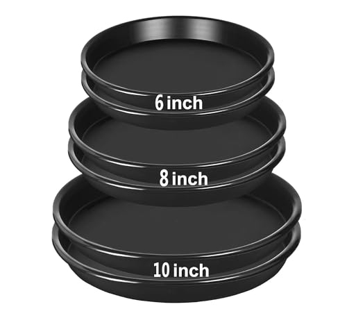 6Pack 6,8,10Inch Plastic Drip Trays Plant Saucers for Indoors Outdoor Plant, Thick Heavy Durable Sturdy Flower Pot Trays for Pots Planter, Black(6+8+10 inch) - size: 6+8+10 inch