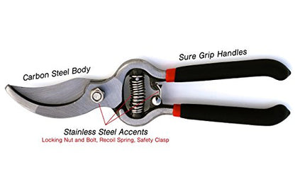 Garden Guru Classic Bypass Pruning Shears Clippers – Heavy Duty Forged Steel Garden Pruners – Safety Lock – Non Slip Comfort Grips – Cuts up to 1” – Professional Bypass Pruners for Gardening (4 Pack) - size: 4 Pack, style: Bypass Pruner (Black)
