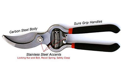 Garden Guru Classic Bypass Pruning Shears Clippers – Heavy Duty Forged Steel Pruners – Non Slip Comfort Grips – Cuts up to 1” Diameter – Professional Bypass Pruners Black - 1 Case (60 Pcs) - size: 60 Pack, style: Bypass Pruner (Black)