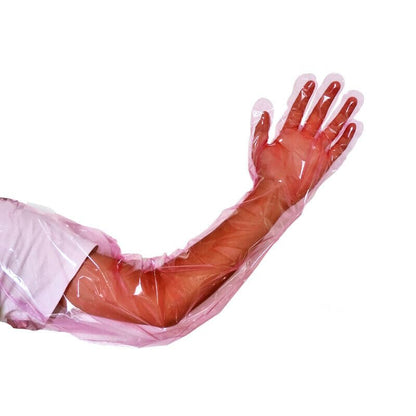 50pcs Disposable Long Plastic Gloves, Veterinary Insemination Gloves, Full Arm Long Sleeve, Field Dressing