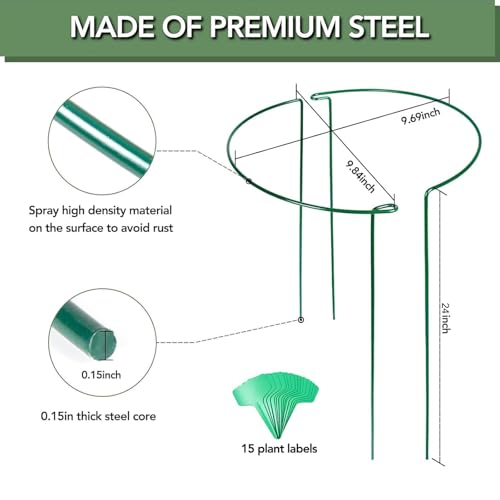 12 Pack 24 Inch Tall Snake Plant Support Stakes with 15 Twist Ties - size: 24" H
