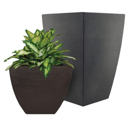 Tusco Products MSQ16SL Modern Square Garden Planter, 16-Inch, Slate - color: Slate, size: 16 Inch