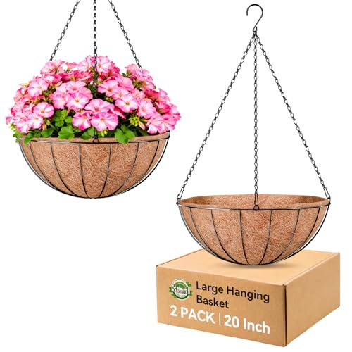 Halatool 20 Inch Large Hanging Baskets for Plants Outdoor with Coco Liner