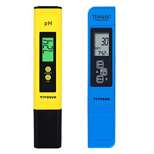 VIVOSUN Digital pH Meter TDS EC Meter for Water 0.01 Accuracy Hydroponics - color: Yellow+Blue