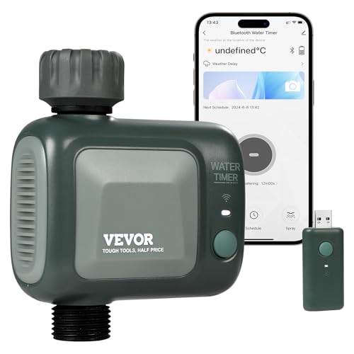 VEVOR WiFi Sprinkler Timer, Single Outlet, Smart Hose Faucet Water Timer with Brass Inlet, APP Control via 2.4Ghz WiFi or Bluetooth, Voice Control with Alexa Google Assistant, IPX6 for Yard Watering - style: 1 Outlet with WiFi/Bluetooth