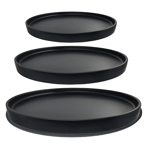 Ceramic Plant Saucer Pot Tray 6, 8, 10 Inch Black, Planter Saucers for Indoors Outdoor, Durable Sturdy Flower Drainage drip Water Tray for Glazed Pots Base - color: Black, size: 6+8+10in 3pack
