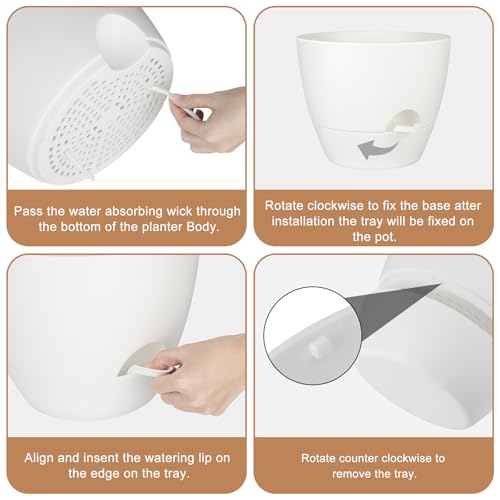 QRRICA 12/10/9 Inch Self Watering Pots for Indoor/Outdoor Plants - color: Pure White, size: 12/10/9 inch