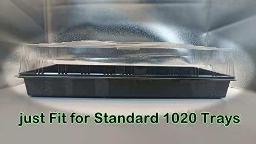 RooTrimmer 10 Pcs Humidity Dome, Plastic Clear Seed Starter Dome 1020 Tray Covers Humidifying and Insulating for Greenhouse Germination and Garden Growing (21.5"×11.5", 3.15" Height, 10-Pack) - size: 1020 3.15 Inch Dome-10P