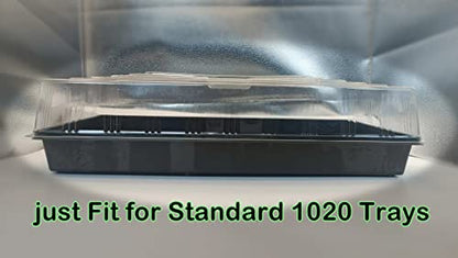 RooTrimmer 10 Pcs Humidity Dome, Plastic Clear Seed Starter Dome 1020 Tray Covers Humidifying and Insulating for Greenhouse Germination and Garden Growing (21.5"×11.5", 3.15" Height, 10-Pack) - size: 1020 3.15 Inch Dome-10P