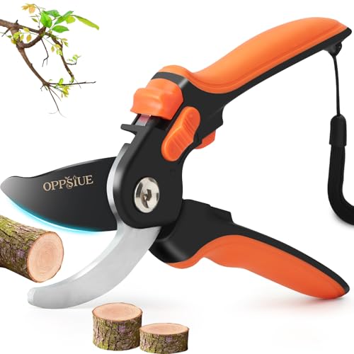 8.5" Pruning Shears for Gardening, Professional SK5 Steel Garden Scissors with Teflon Coating, Adjustable Cutting Range, Safety Lock, Ideal for Branches, Flowers & Bonsai