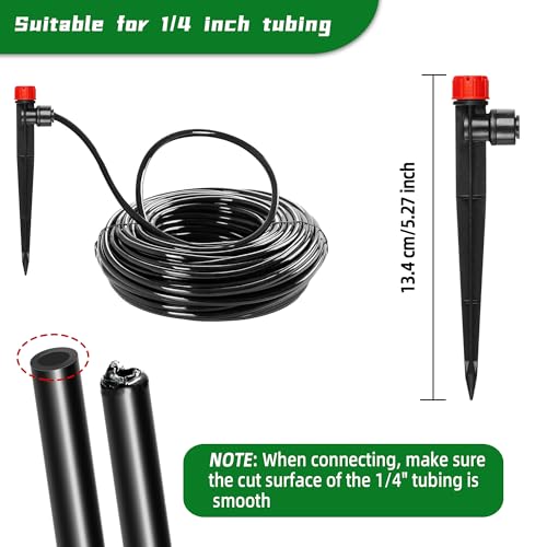 60PCS Push-to-Fit Drip Irrigation Emitters for 1/4 inch Irrigation Tubing, Adjustable 360 Degree Drip Emitter Sprayer with Stake, Irrigation Dripper Sprinklers for Drip Irrigation System - size: 60PCS Drip Irrigation Emitters Sprayer