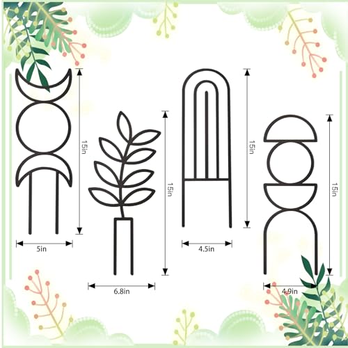 4 Pcs Plant Trellis Indoor Black Small Trellis for Potted Plants - style: Boho