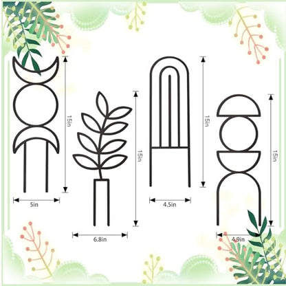 4 Pcs Plant Trellis Indoor Black Small Trellis for Potted Plants - style: Boho
