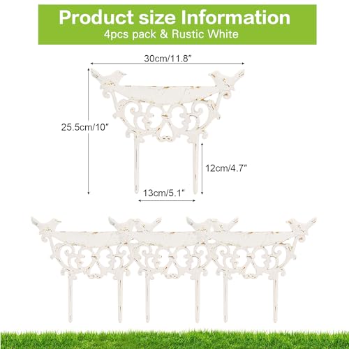Sungmor Cast Iron Garden Edging Border, 9.9 Inches Tall, 4 Pack White - color: Rustic White - 10inch Tall