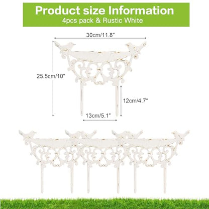 Sungmor Cast Iron Garden Edging Border, 9.9 Inches Tall, 4 Pack White - color: Rustic White - 10inch Tall