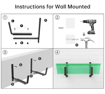 Y&M 4 Pack Window Box Brackets, Adjustable Railing Planter Box Brackets - size: 4p