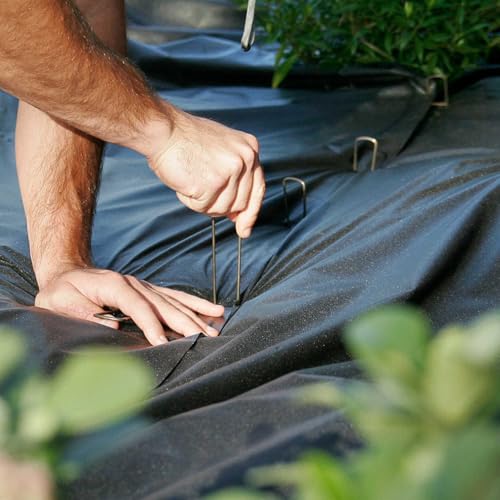 100 Pack 12 Inch Garden Stakes, Galvanized Landscape Staples for Weed Barrier Fabric, Heavy Duty Sod Pins Securing Pegs Netting Ground Sheets and Fleece, Ground Cover, Irrigation Tubing - size: 12 INCH-100Packs