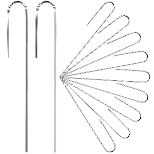 Pelopy 100 Pcs 1/2" Irrigation Drip Tubing Stakes 5 in J-Shaped Staples - size: Hold up to 1/2" Drip Tubing