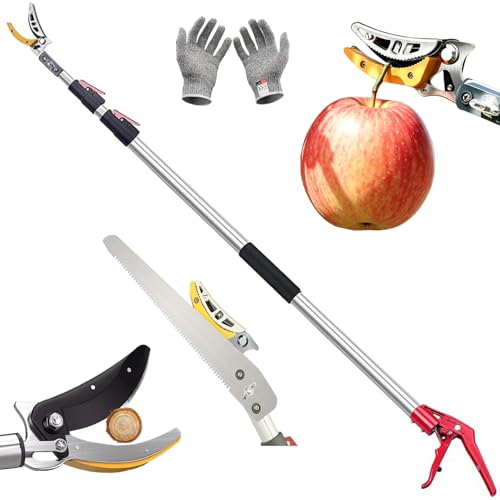 xixi-home 4.6-9.8Ft Cut and Hold Pruners,3 Sections Extendable Tree Trimmer Pruning Shears and Hold Bypass Pruner,Telescoping Fruit Picker Lightweight Tree Trimmers for High Branch Trimming - size: 1.4-3m -1