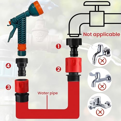 Hotop 16 Pcs Garden Hose Quick Connector, 3/4 Inch Fittings, Red - color: Red