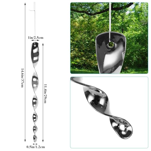 ASelected 30 Pack Reflective Wind Spinners, Silver Shimmering Hanging Rods, 11.4 Inch Mirror Finish Spiral Ornaments for Keeping Your Patio, Orchard, Barn, and Yard Free from Bird Intrusions