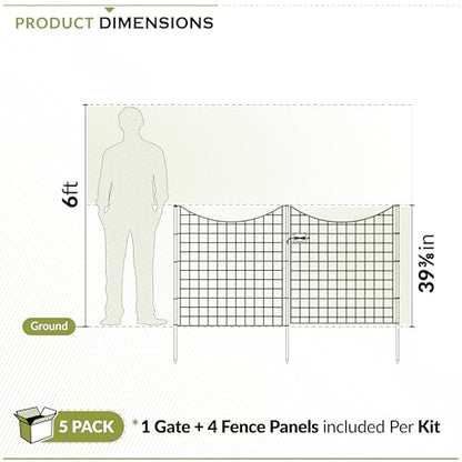 Zippity 39in H Black Metal Fence w/ Gate, DIY Fence Kit - color: 39" Tall (Gate + 4 Panels)