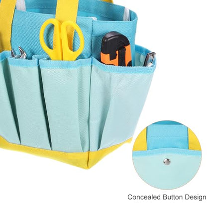 HARFINGTON 2pcs Garden Tool Bag 11.81" x 3.94" x 10.83" Large Oxford Bag with Pockets Garden Tote Bag Gardening Plant Tool Organizer Storage Carrier Store for Outdoor Women Men, Blue