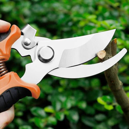 Garden Pruning Shears Heavy Duty Stainless Steel Bypass Pruner for Gardening, Cutting Flowers, Trimming Plants & Picking Fruits - color: Orange