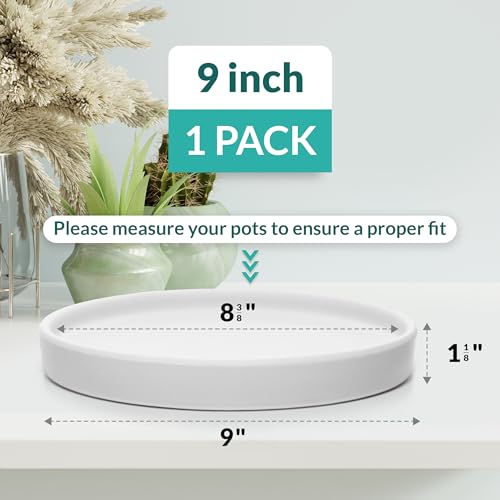 Willowy 2 Pack 9 Inch Matte White Ceramic Plant Drainage Trays, Indoor Use - color: Matte White, size: 9" (2 Pack)