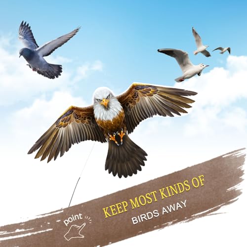 Bird Scarer Kite with 13ft Pole Bird Hawk Flying Kites-Eagle Kite - color: eagle kite with 4m pole