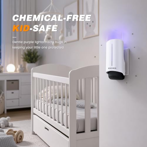 2 Plug-in Flying Insect Traps & 10 Refills, Effective Fly Trap for Indoor Use, Small Bug Catcher with Purple Light for Fruit Flies, Gnats, Moths and Mosquitoes