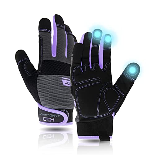 AIGEVTURE Utility Work Gloves Women, Safety Mechanic Working Gloves Touch Screen,Flexible Breathable Yard Work Gloves - color: Purple, size: Small (Pack of 1)
