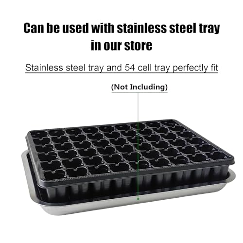 RooTrimmer 54 Cell Seed Starter Trays, 2.8" Deep Plug Tray Seedling for TD377 Nursery Tray, Super Thick Reusable Trays for Easy Transplantation (11.14inch ×14.6 inch, 5-Pack) - size: 54 Cells Plug Tray-5P
