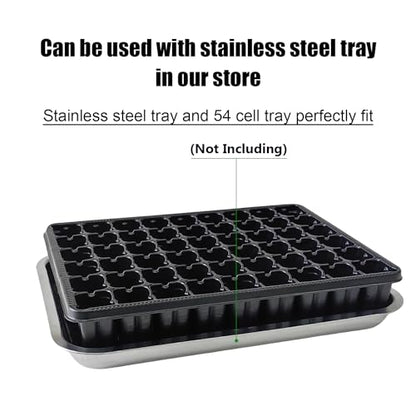 RooTrimmer 54 Cell Seed Starter Trays, 2.8" Deep Plug Tray Seedling for TD377 Nursery Tray, Super Thick Reusable Trays for Easy Transplantation (11.14inch ×14.6 inch, 5-Pack) - size: 54 Cells Plug Tray-5P