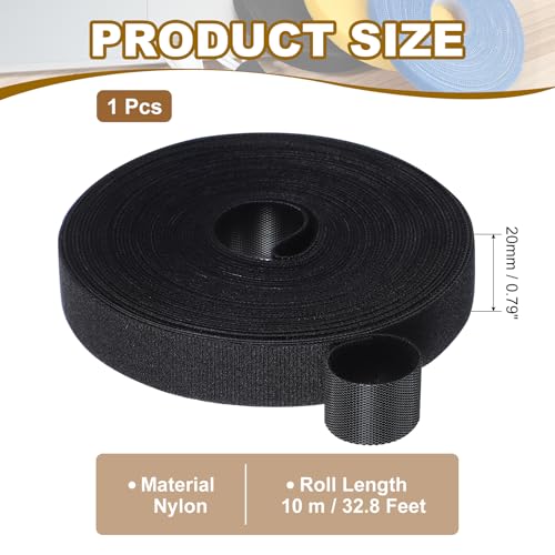 PATIKIL 0.8" x33FT Hook and Loop Tape Double-Sided Nylon Strips Black - color: Black, size: 0.8"x33FT