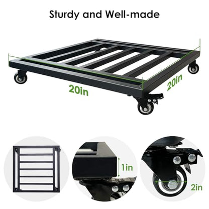 20" Square Plant Caddy with Wheels Heavy Duty,Large Metal Plant Caddy Indoor Outdoor Use,Rolling Plant Dolly with Industrial Casters,Black Plant Tray for Large Planters Pots,2-Pack - size: 20 Inch-2 Packs