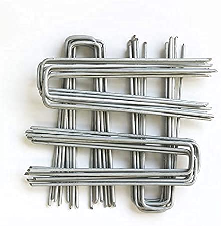 4 Inch Galvanized Landscape Staples 60 Pack 11 GaugeGarden Stakes Heavy-Duty Sod Pins Anti-Rust Fence Stakesfor Weed Barrier Fabric Ground Cover Dripper Irrigation Tubing Soaker Hose