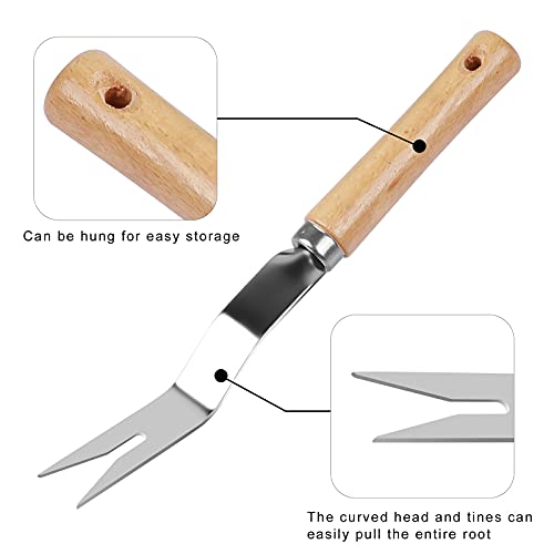 Garden Weeder Hand Weeding Tool Weed Removal Stainless Steel Handle Weed Deep Digger Grass Lawn Trimming Remover Forked Puller for Weeds Eradicate