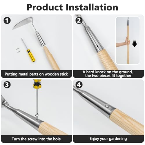 Weeding Sickle Hoe, 58'' Long Handle Weeding Tool Garden Hoe