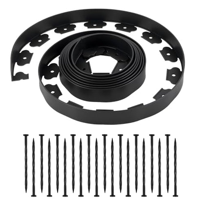 VEVOR Landscape Edging, 20 ft x 2 in Plastic Garden Border Edging with 120 Spikes, No Dig, Flexible Lawn Edgings Roll, UV-Resistant Mini Fence Borders Pathway Edgings for Flower Beds Yard Paver - style: 20ft*2in（L-shaped）