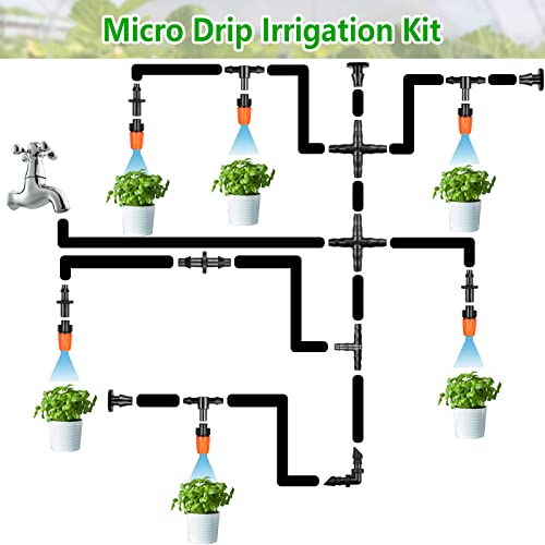 250 Pcs Drip Irrigation Fittings Kit for 1/4" Tubing：Gardrip 1/4 Inch Drip Irrigation Barbed Connectors (Nozzles, Nozzle Tees, Single Barbs, Couplings, Tees, Elbows, Plugs, Crosses) for Garden Systems - color: Complete Kit with Box-250P