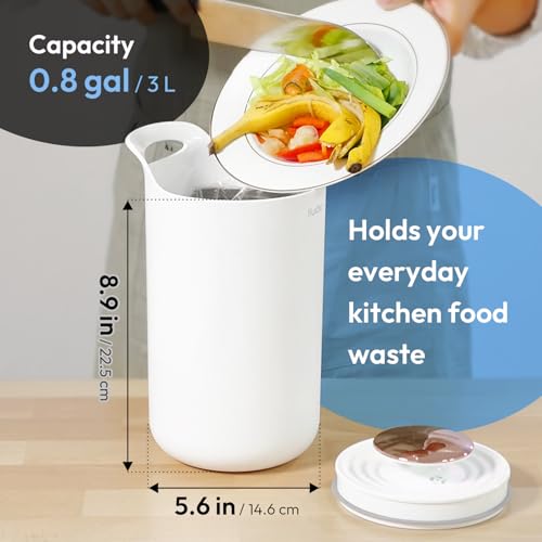 Carrotez Compost Bin for Kitchen Countertop, 0.8 Gallon (3 Liter) - White - color: White