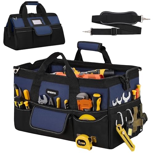 18-Inch Heavy Duty Tool Bag, 22 Pockets Empty Tool Box Organizer Storage, Soft Large Tote Toolbox Organization Portable Handle Carry Drill Toolbag for Handyman Home DIYer, Dad Men Gifts, Blue - color: Blue, size: 18 Inch