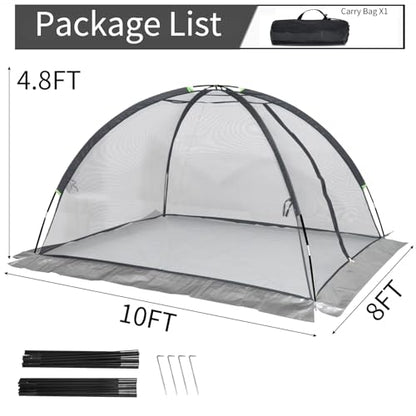 Heavy Duty Nylon Pond Cover Net 10x8 FT - Zippered Dome Mesh - size: 10x8FT