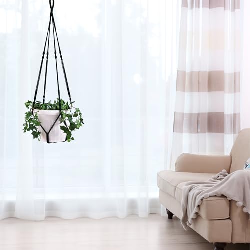 Giant XXL 55 Inches Macrame Planter Hanger Large for 15 inch Pot - color: Black