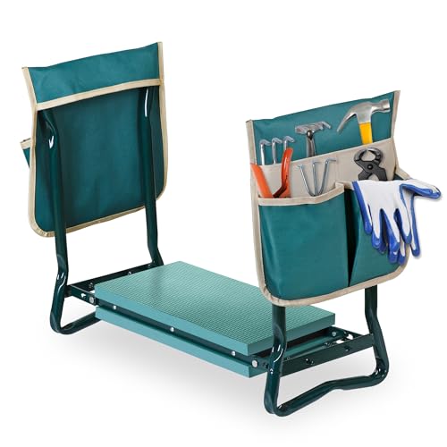 SUPER DEAL Folding Garden Kneeler and Seat with 2 Free Tool Pouches - EVA Foam Pad Protects Your Knees - Sturdy and Lightweight - style: 2 Tool Pouches