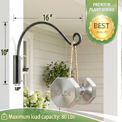 Lifyzoon Heavy Duty Plant Hanger Bracket: 16 Inch 80 lbs Outdoor Hook - size: 1A-16 Inch