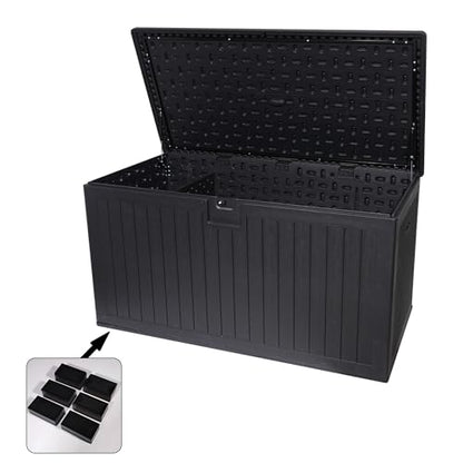 230 Gallon Resin Outdoor Deck Box, Lockable Large Patio Storage Bin, Black - color: Black