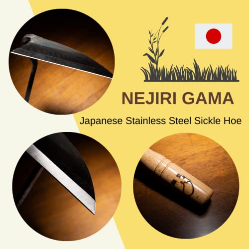 Japanese Sickle (Nejirigama) Durable Carbon Steel (SK85) Blade, Weeder Scraper Hoe, Hand Held Garden Tool, Blade Length 4.72inch - size: NEJIRI GAMA